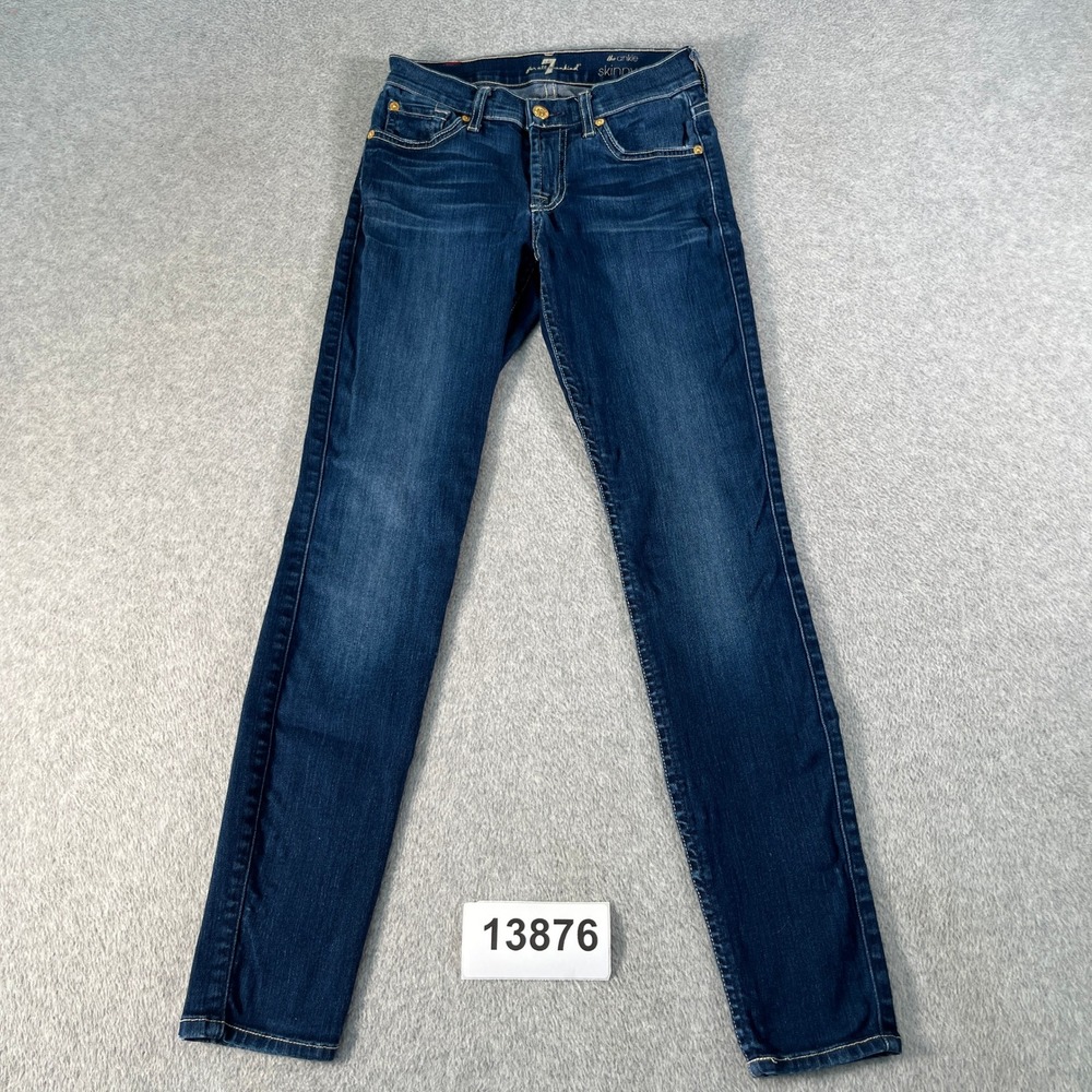 7 For All Mankind The Ankle Skinny Jeans Women 24 Blue Denim Cotton Outdoor
